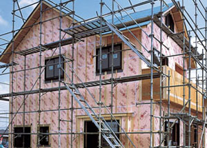 フェノールフォーム素材高断熱ボード住宅用外断熱建材「ネオマフォーム」外張り断熱工法壁施工例１